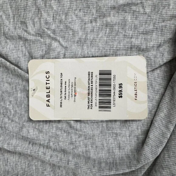 Fabletics Jess Long Sleeve Turtleneck Top Sweater Gray Size Large NWT - Picture 7 of 9